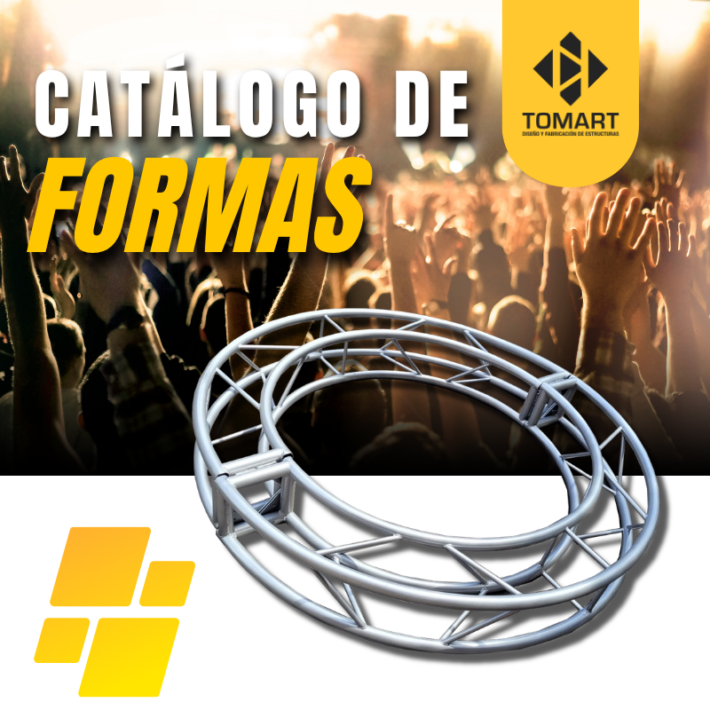 Catálogo de estructuras truss de acero al carbón formas circulos estrellas hexagonos fabricadas por Tomart