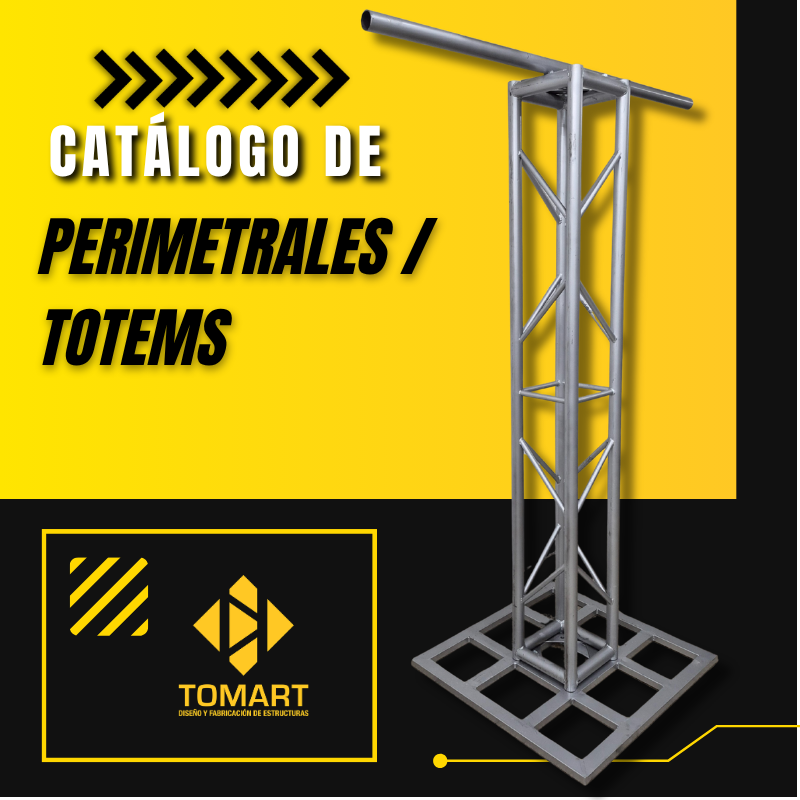 Catálogo de estructuras truss de acero al carbón Perimetrales / Totems fabricadas por Tomart