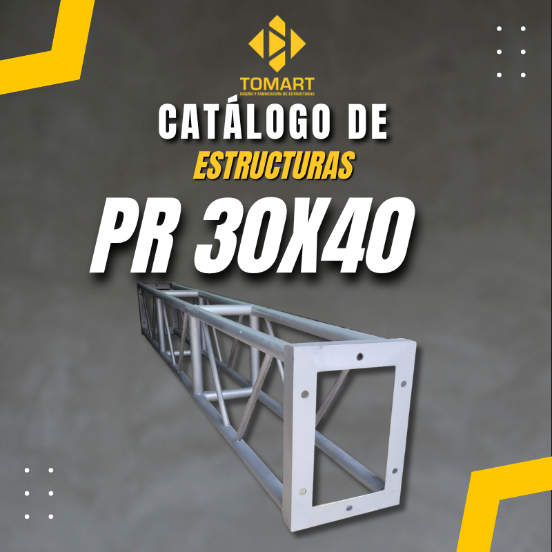 Catálogo de estructuras truss de acero al carbón 30x40 cm fabricadas por Tomart