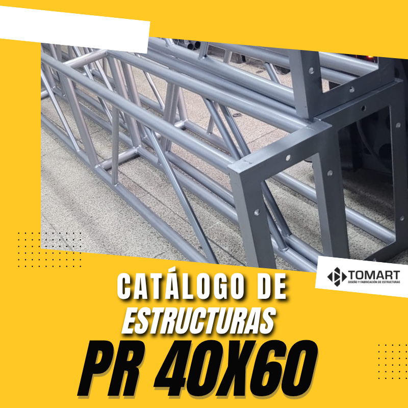 Catálogo de estructuras truss de acero al carbón 40x60 cm fabricadas por Tomart